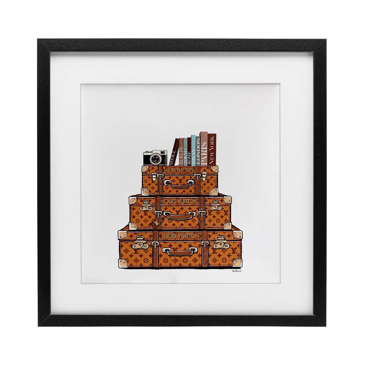 Stupell Industries Vintage Glam Luggage Stack Framed Print Under Glass, design by Amanda Greenwood